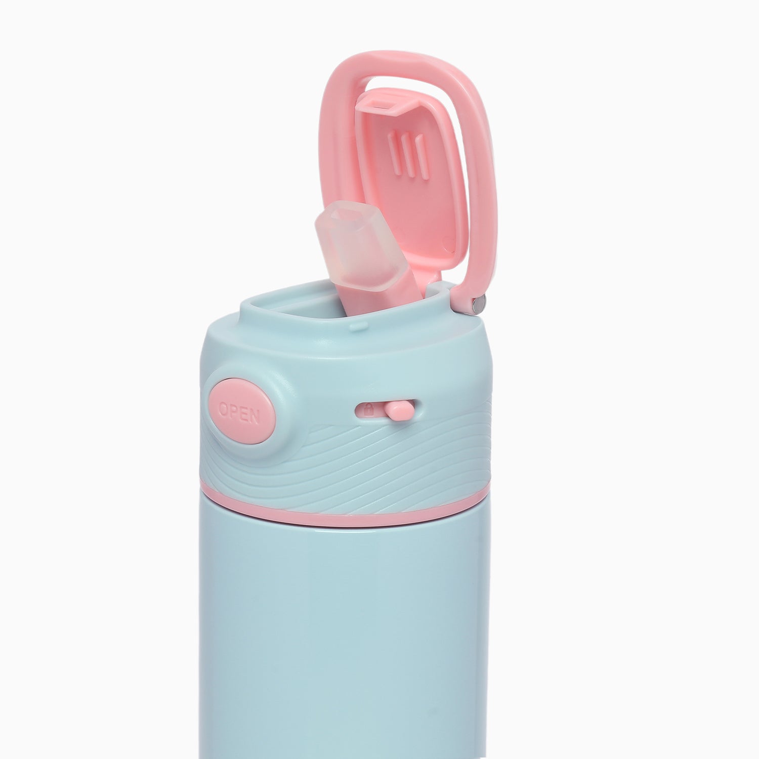 Premium quality vacuum stainless steel insulated sipper bottle lockable popup lid- 450ml (baby blue) - Kidspark